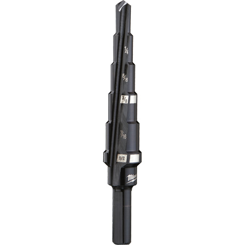 #2 Step Drill Bit, 3/16" - 1/2" , 1/16" Increments, High Speed Steel Equipex