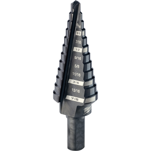 #4 Step Drill Bit, 3/16" - 7/8" , 1/16" Increments, High Speed Steel Equipex
