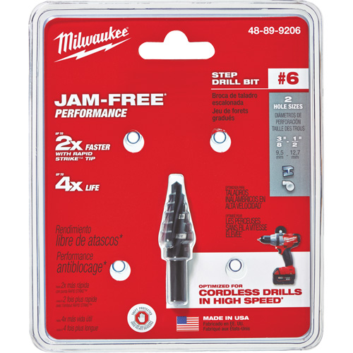 Foret &eacute;tag&eacute; no 6, 3/8" - 1/2", Incr&eacute;ments de 1/16", Acier rapide Equipex