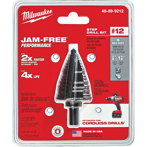 Foret &eacute;tag&eacute; no 12, 7/8" - 1-3/8", Acier rapide Equipex