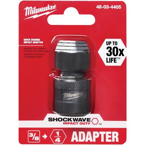 Adaptateur de douille carr&eacute;e &agrave; hexagonale pour tournevis &agrave; percussion Shockwave, Chocs, Prise 1/4", Douille 3/8", 1,875" lo Equipex
