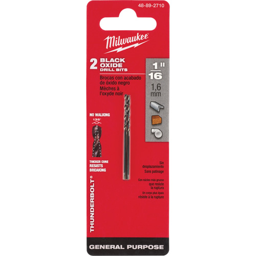 Thunderbolt&reg; Jobber Drill Bit, High Speed Steel, 1/16", 1-7/8" L, 7/8" Flute, 135° Point Angle Equipex