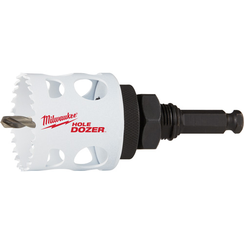 Scie-cloche Hole Dozer avec arbre, 2", Profondeur de la coupe 1-5/8", Bim&eacute;tal Equipex