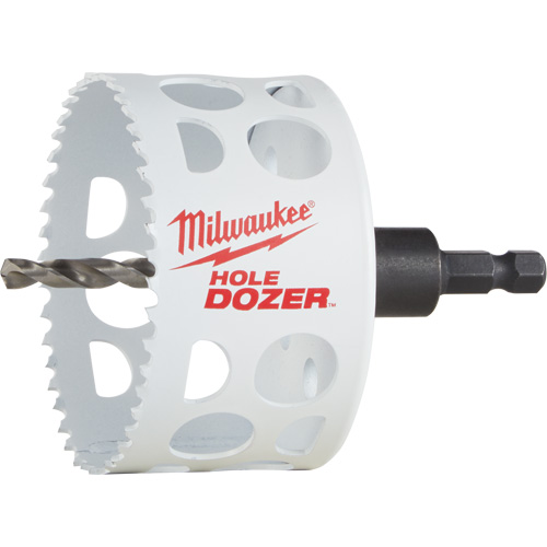 Scie-cloche Hole Dozer avec arbre, 3", Profondeur de la coupe 1-5/8", Bim&eacute;tal Equipex