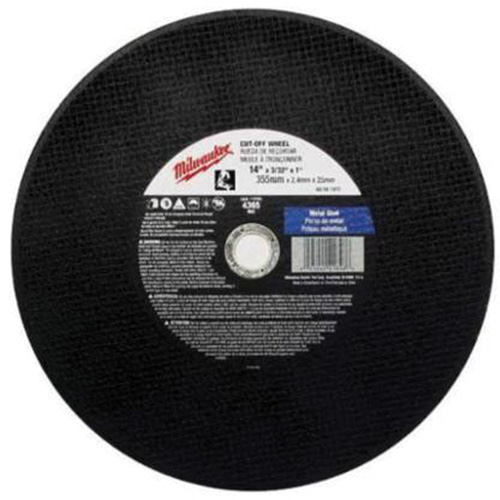 General Purpose Cut-Off Wheels, 14" x 3/32", 1" Arbor, Type 1, Aluminum Oxide, 4365 RPM Equipex