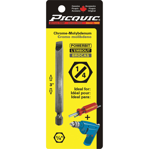 Embout, Fente, Embout 1/4", Prise 1/4", Longueur 3" Equipex