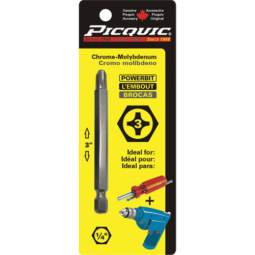 Embout, Phillips, Embout #3, Prise 1/4", Longueur 3" Equipex