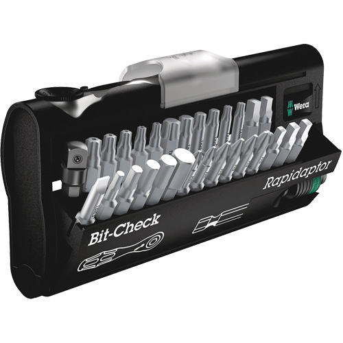 Bit Check 30 Zyklop mini 1/4 With  bits and adaptor, Hex/Phillips/Slot/Square/Torx&reg;/Torx&reg; Tamper, 1/4" Drive, 30 Pcs Equipex