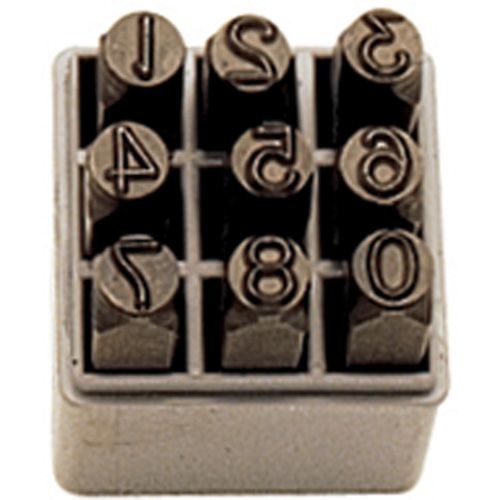 Jeu de num&eacute;ros &agrave; estamper &agrave; la main, 9 morceaux Equipex