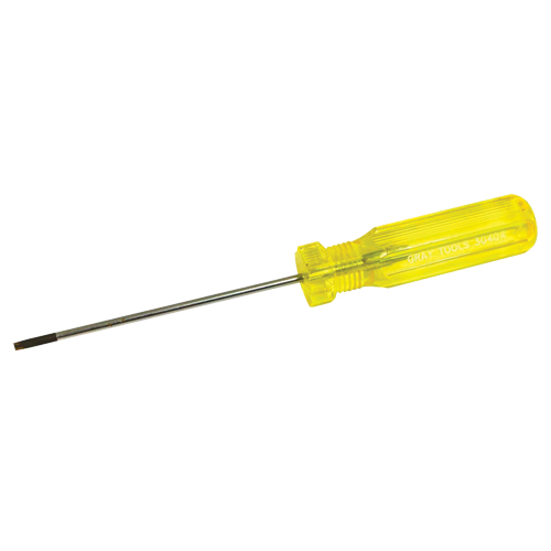 Tournevis &agrave; fente d'&eacute;lectricien, Tige de 1/8", Ronde, 7-1/4" lo, Prise en Plastique Equipex