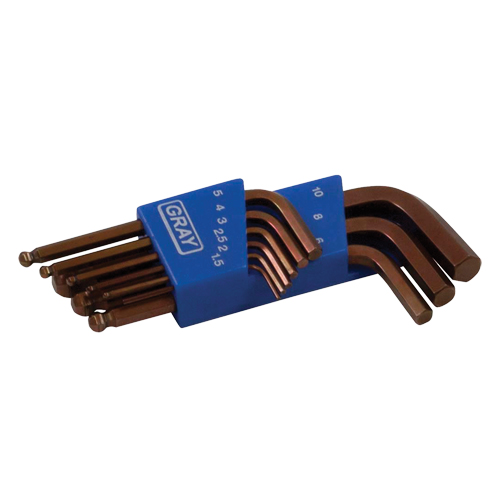 Short Ball End Hex Key Set, 9 Pcs., Metric Equipex