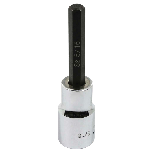 Bit Socket, Hex, 5/16" x 3-1/4" L, 1/2" Square Drive Drive Equipex