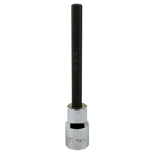 Socket, Hex, 5/16" x 5" L, 1/2" Square Drive Drive Equipex
