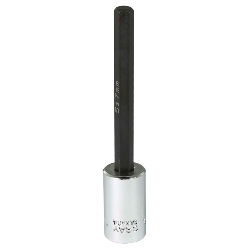 Extra Long Bit  Socket, 7 mm x 4" L, 3/8" Drive Equipex
