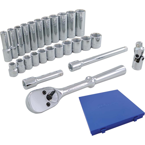 Jeu de douilles et accessoires, 26 Mcx, Prise de 3/8", Profond Equipex