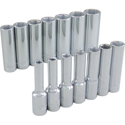Jeu de douilles, 14 Mcx, Prise de 3/8", Profond Equipex