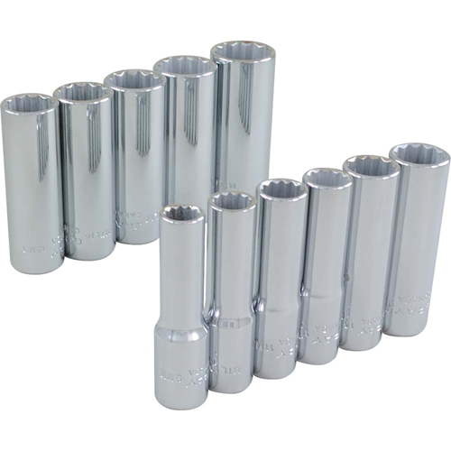 Jeu de douilles, 11 Mcx, Prise de 3/8", Profond Equipex