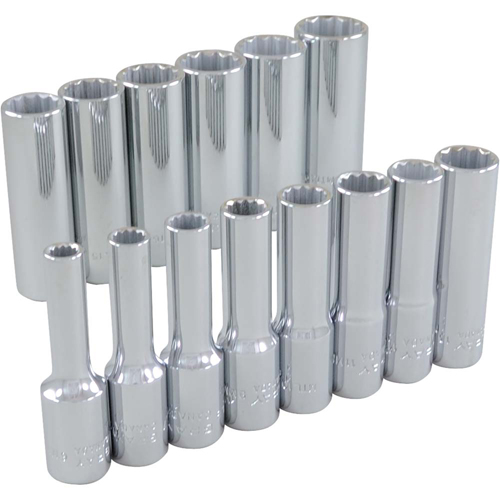 Socket Set, 14 Pcs, 3/8" Drive Size, Deep Equipex