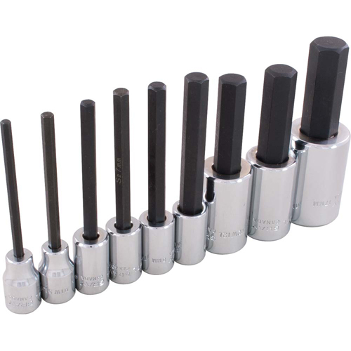 Hex Head Socket Set, Hex, 1/2"/3/8" Drive, 9 Pcs Equipex
