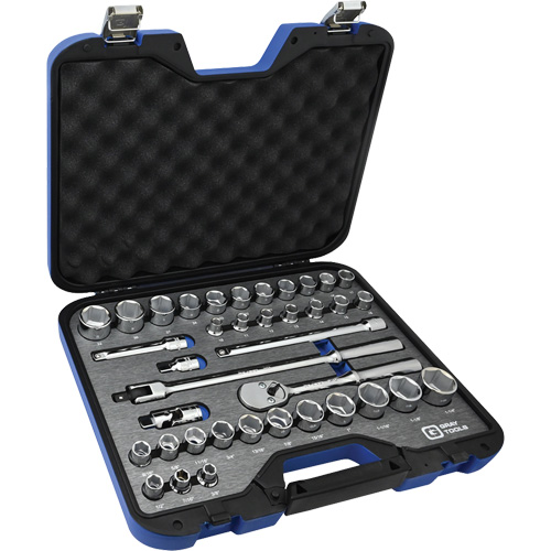 Jeu de douilles SAE et m&eacute;triques & accessoires, 38 Mcx, Prise de 1/2" Equipex