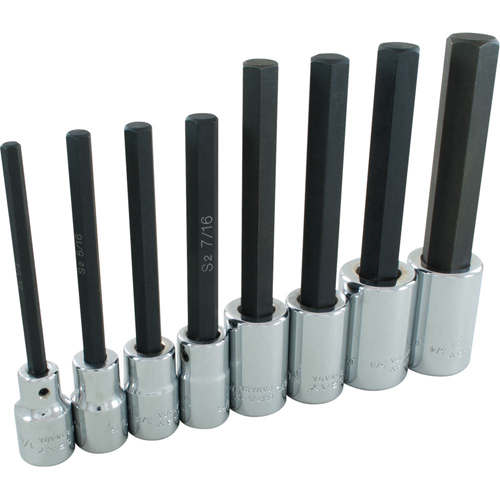 Jeu de douilles &agrave; t&ecirc;te hexagonale, Hexagonale, Prise 1/2", 8 mrcx Equipex