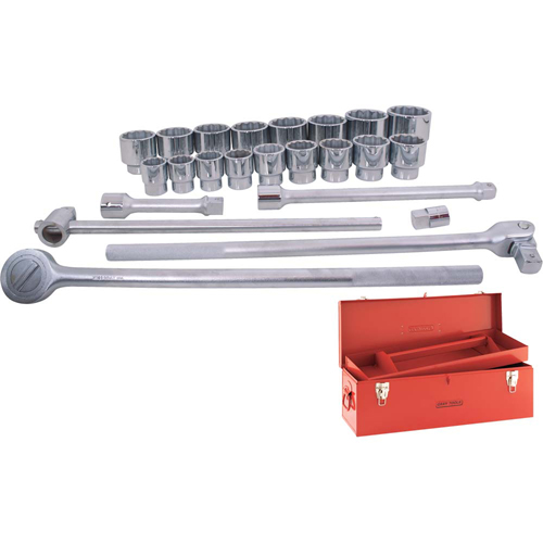 Socket & Attachment Set, 24 Pcs, 1" Drive Size Equipex