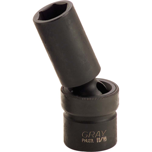 Universal Joint Socket, Impact, 3/8", 1/2" Drive, 6 Points Equipex