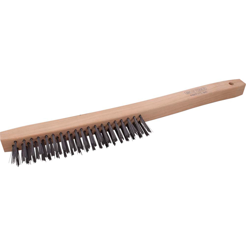 Brosse &agrave; r&eacute;curer industrielle &agrave; manche long, Acier, 3 x 19 rangs de fils, Longueur 14" Equipex