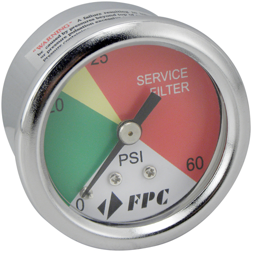 PG1326 Transmission Filter Pressure Gauge, 2" , 0 - 60 psi, Back Mount, Analogue Equipex