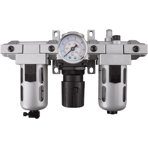 Filtre, r&eacute;gulateur et lubrificateur d'air modulaire (manom&egrave;tre compris), 1/4" NPT Equipex