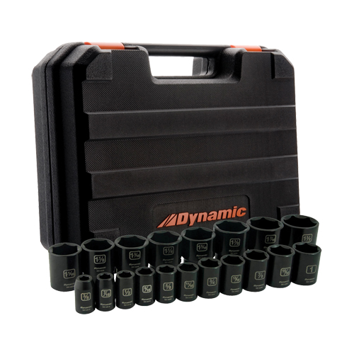 SAE Socket Set, 19 Pcs, Impact, 1/2" Drive Size Equipex