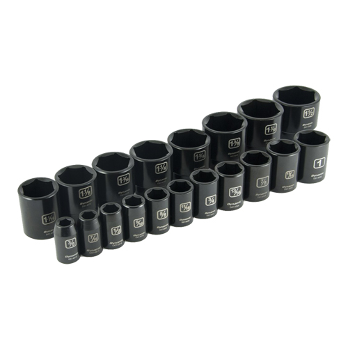 SAE Socket Set, 19 Pcs, Impact, 1/2" Drive Size Equipex