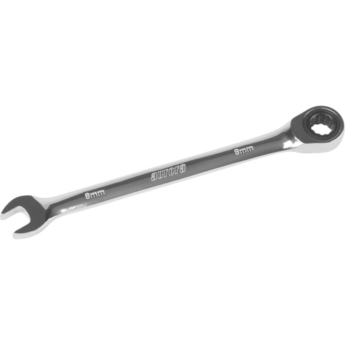 Metric Ratcheting Combination Wrench, 12 Point, 8 mm, Chrome Finish Equipex