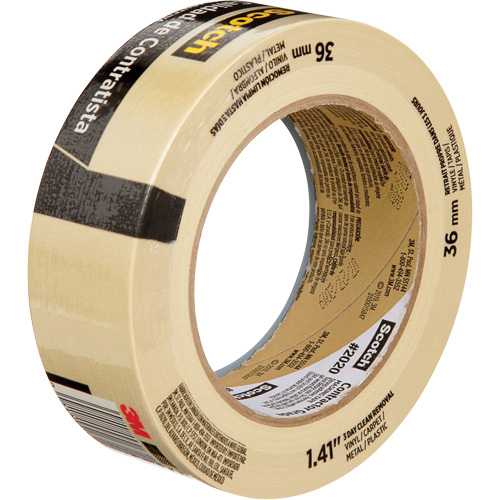 Scotch&reg; Contractor Grade Masking Tape 2020, 36 mm (1-1/2") x 55 m (180'), Beige Equipex