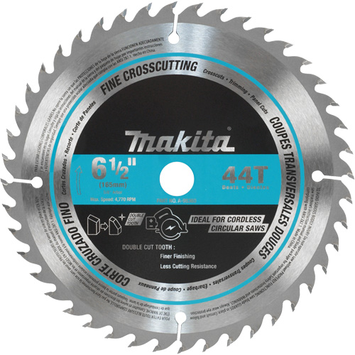 Lame de scie circulaire, 6-1/2", 44 dents, Pour Bois Equipex
