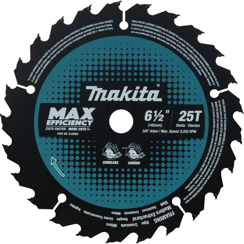 Lame de scie circulaire efficacit&eacute; maximale, 6-1/2", 25 dents, Pour Stratifi&eacute;/Bois Equipex