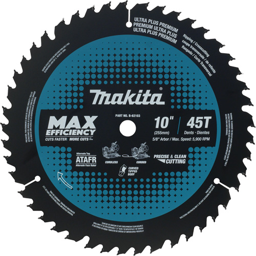 Lame de scie &agrave; onglets, 10", 45 dents, Pour Bois Equipex