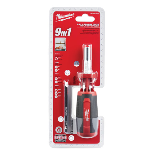9-in-1 Square Drive Multi-Bit Driver, 9" L, Cushion Grip Handle Equipex
