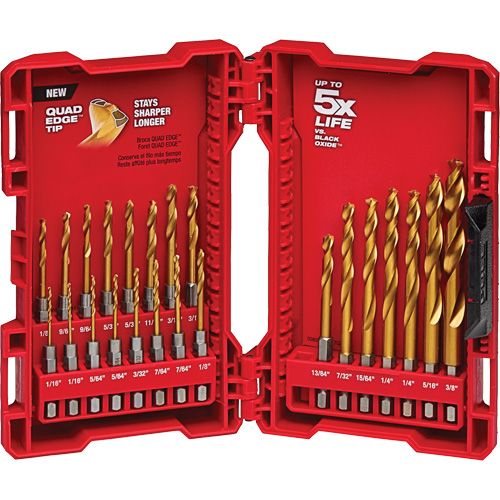 Jeu de forets pour perceuses et cl&eacute;s &agrave; chocs Shockwave, 23 morceaux, Titane Equipex