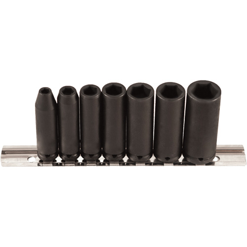Jeu de douilles, 7 Mcx, Chocs, Prise de 1/4", Profond Equipex