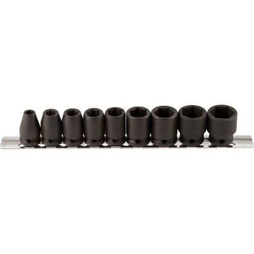 Jeu de douilles, 9 Mcx, Chocs, Prise de 3/8" Equipex
