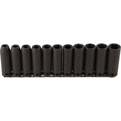 Jeu de douilles longues, 11 Mcx, Chocs, Prise de 1/2", Profond Equipex