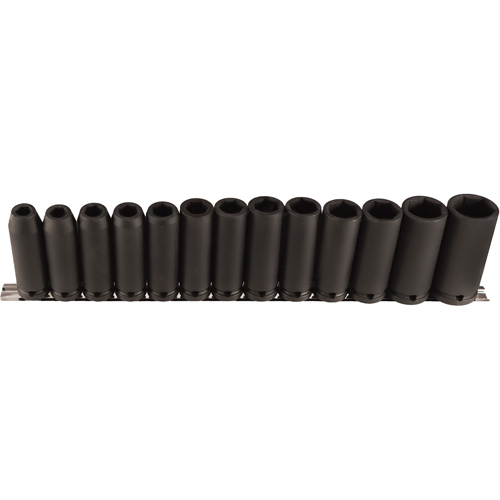 Jeu de douilles longues, 13 Mcx, Chocs, Prise de 1/2", Profond Equipex