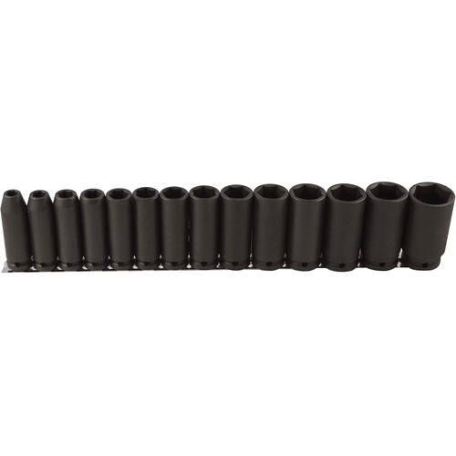 Jeu de douilles longues, 14 Mcx, Chocs, Prise de 1/2", Profond Equipex