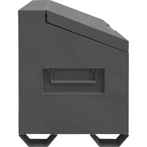 Boîte de rangement &agrave; couvercle inclin&eacute; pour le chantier, 60" x 30" x 39-3/8", Acier, Gris Equipex