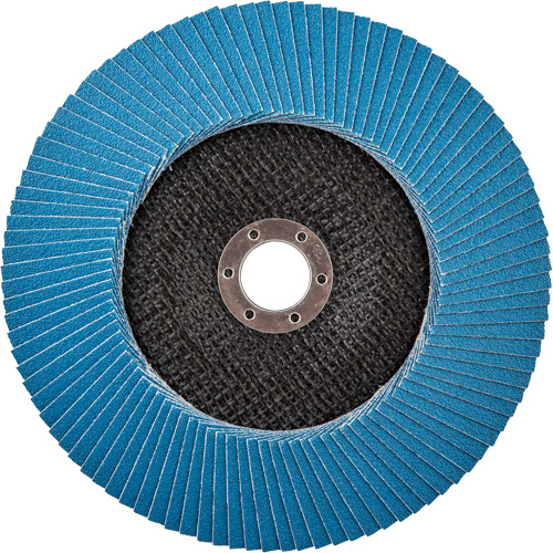 Disque &agrave; lamelles &agrave; grain grossier BlueFire, 7" x 7/8", Type 27, Grain 80, Alumine de zirconium Equipex