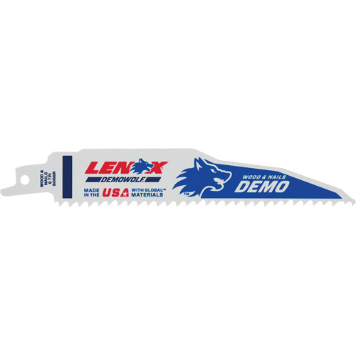 Demolition Reciprocating Saw Blade, Bi-Metal, 6 TPI, 6" L x 1" W Equipex