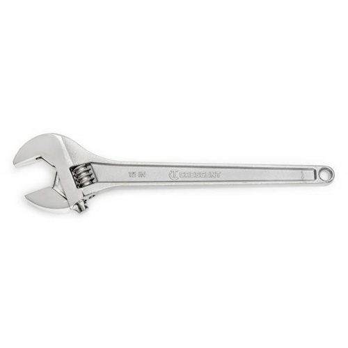 Adjustable Wrench, 15" L, 1-11/16" Max Width, Chrome Equipex