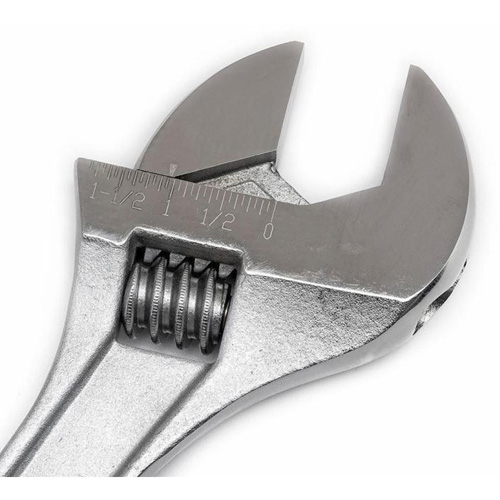 Adjustable Wrench, 15" L, 1-11/16" Max Width, Chrome Equipex