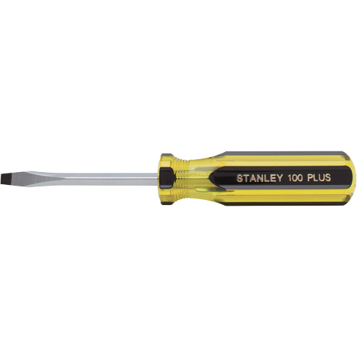 100 PLUS&reg; Standard Slotted Tip Screwdriver, 3/16" Tip, Round, Plastic Handle Equipex